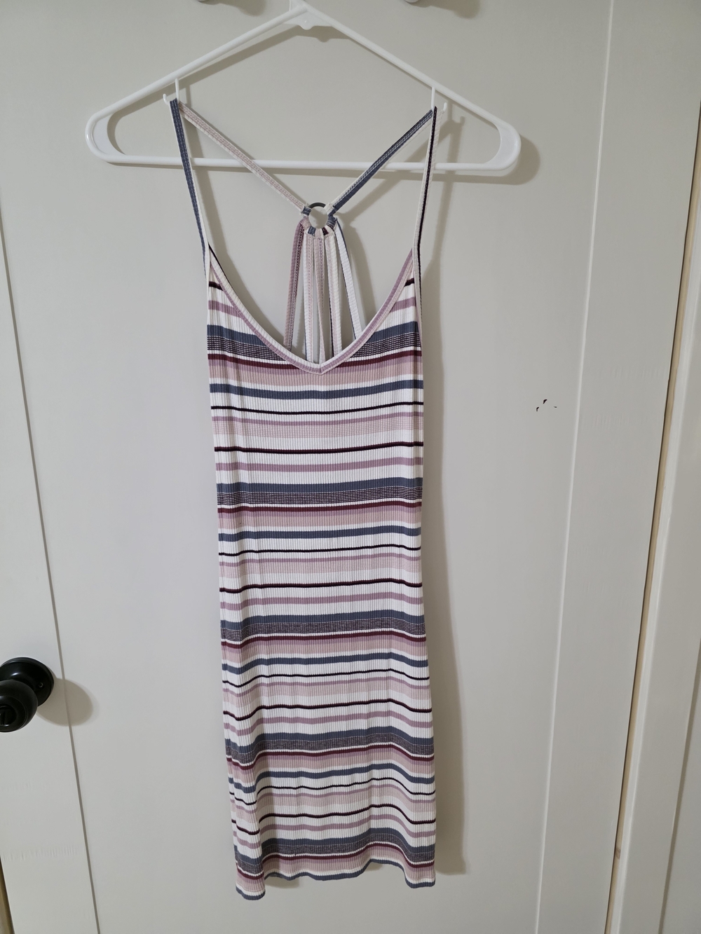 Aeropostale Pink and Blue Striped Ribbed Mini Dress